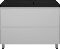 Style Line Тумба с кварцевой раковиной антрацит Манхэттен 100 Plus эмаль белая матовая – фотография-1